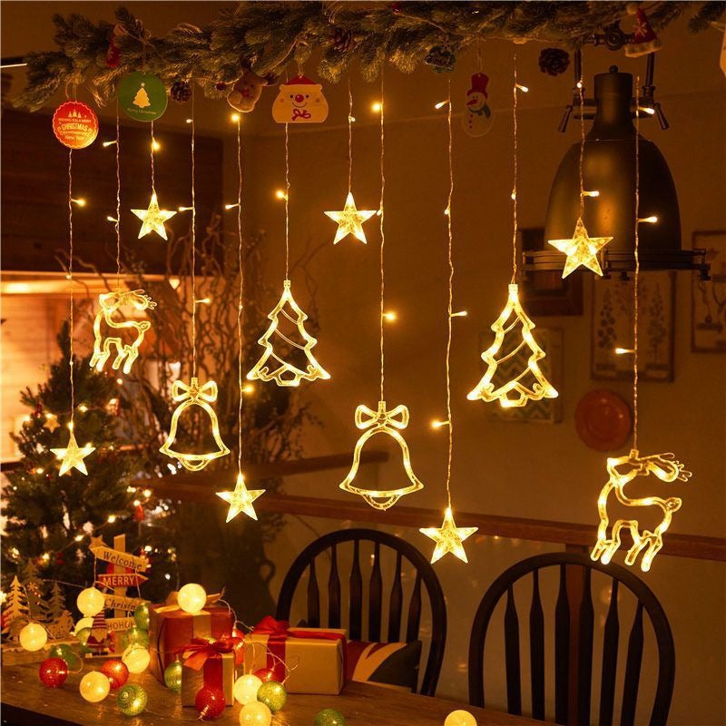 Star Curtain Christmas Lights – Warm Glow Garland