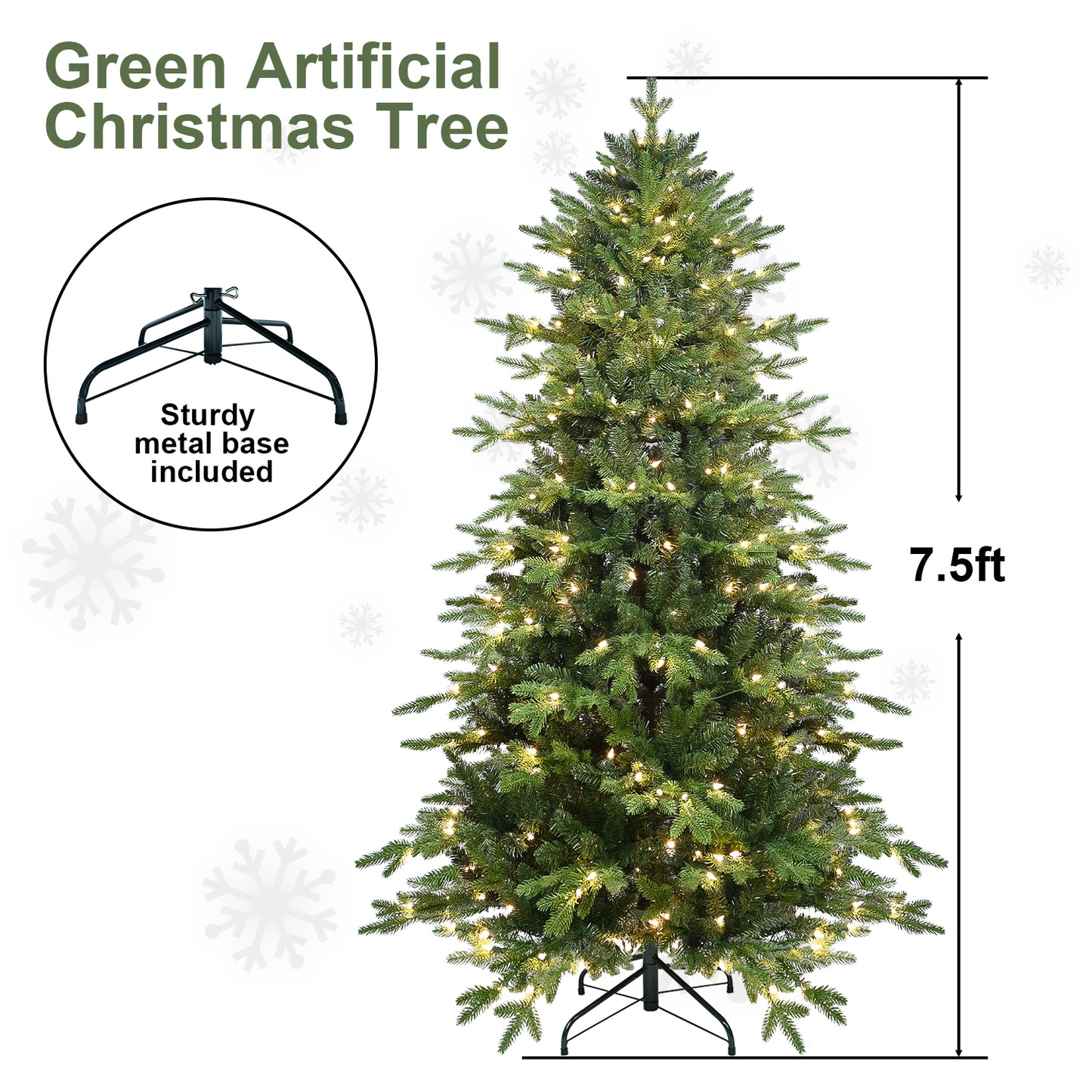 Classic Green Christmas Tree with LED Lights (PVC)