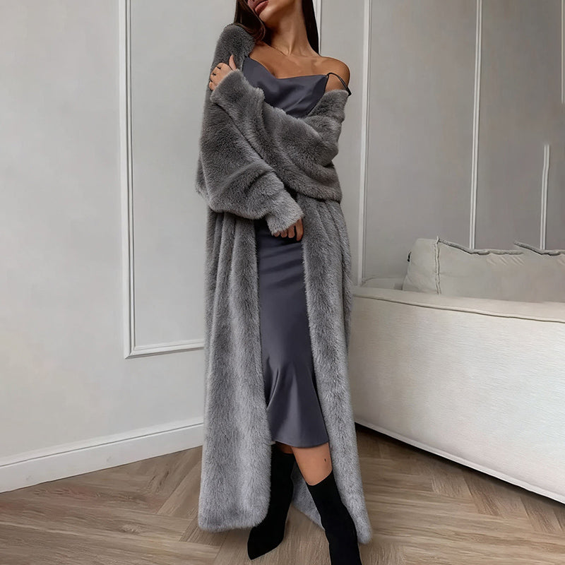 Women's Furry Long Cardigan - Slouchy Open Front Duster Coat, Fuzzy Cozy Layer