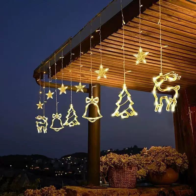 Star Curtain Christmas Lights – Warm Glow Garland