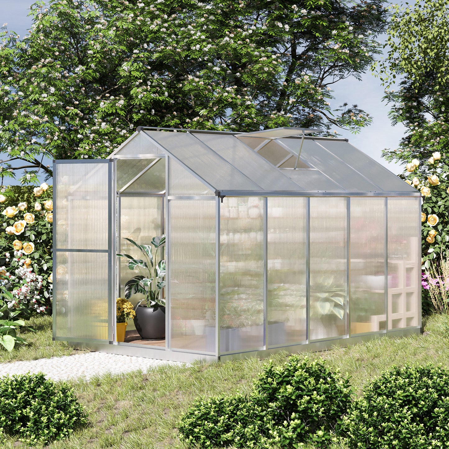 Greenhouse For Winter, 10' L X 6' W Walk-In Polycarbonate Greenhouse