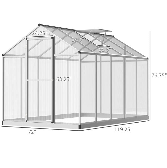 Greenhouse For Winter, 10' L X 6' W Walk-In Polycarbonate Greenhouse