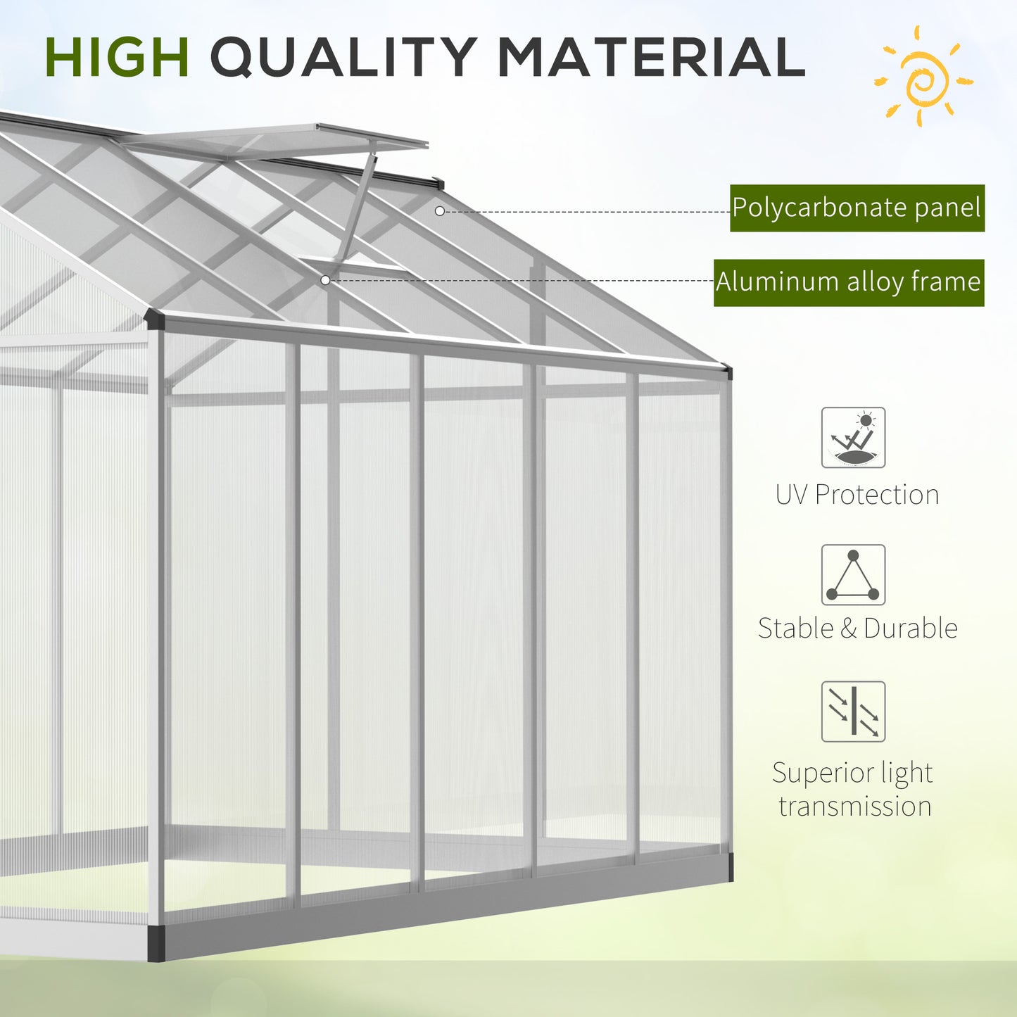 Greenhouse For Winter, 10' L X 6' W Walk-In Polycarbonate Greenhouse