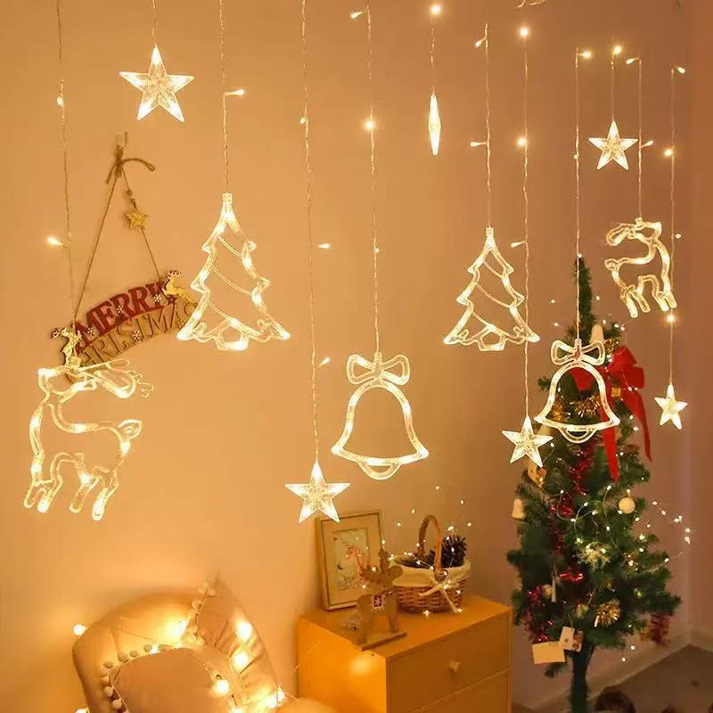 Star Curtain Christmas Lights – Warm Glow Garland